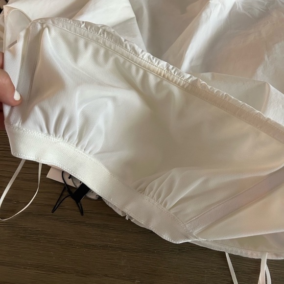 Theory LAUREEMA Off Shoulder BuildIn Bra Poplin White Top Ballon Puff Sleeve - Picture 11 of 16